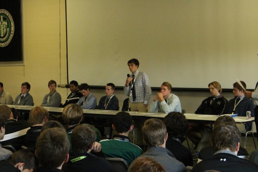 Fourteen members of the Senior Class shared their Trinity experiences with the Freshman Class. 