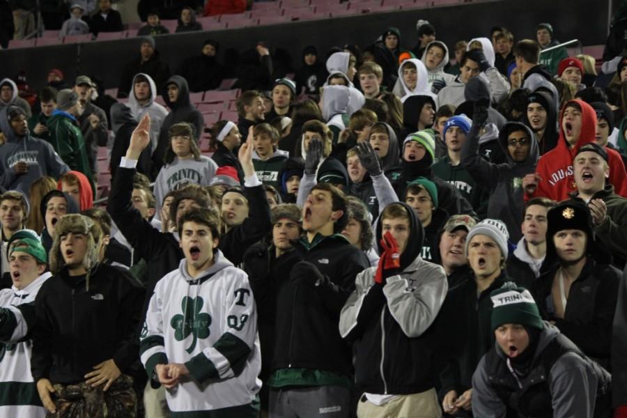 Fans who traveled to WKU -- here shown at the quarterfinal game against St. Xavier -- were treated to the Rocks 23rd state championship as Trinity defeated Dixie Heights 47-14 Dec. 6. 