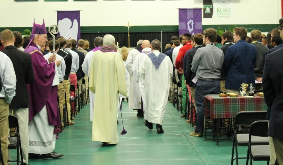 Archbishop Joseph Kurtz  H15 celebrated Mass at Trinity High School this morning. 