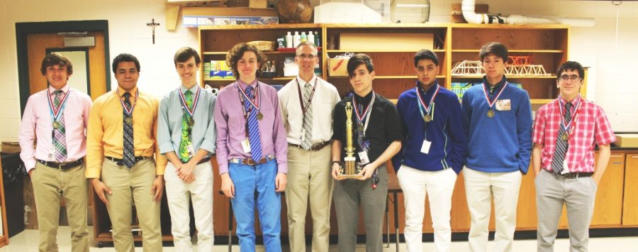 The Trinity math team won the following individual honors in Greater Louisville Math League play: Glavin Swain - 1st Place, Juniors; Julian Prince - 2nd Place, Freshmen; Cooper Winrich - 2nd Place, Sophomores; Nick Thevenin - 5th Place, Sophomores; coach Mr. Peter Diehl; Jacob Kalbfleisch - 2nd Place, Seniors; Shaan Kalra - 2nd Place, Juniors; Chris Elder - 1st Place, Freshmen; David Gregory - 1st Place, Sophomores. Not pictured: Sam McCalpin - 1st Place, Seniors; Hanli Li - 4th Place, Seniors
