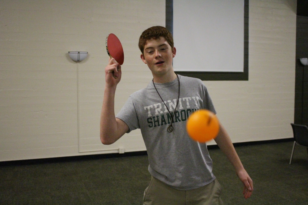 Senior Mitchell Ose perfects his game during a Ping Pong Club session. 