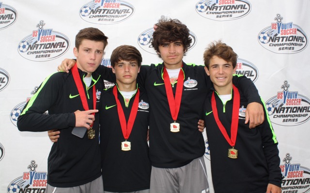 Trinity junior Brandon McManus and sophomores Simon Fewell, Nolan Durbin and Jeremy Mason were part of the winning team in the 16-and-under Region II stage of the 2017 US Youth Soccer National Championship Series, held in Sioux Falls, South Dakota.