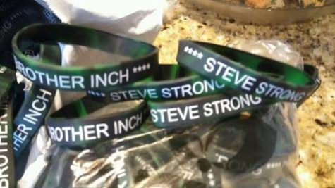 Rocks and KFOA Wearing “Steve Strong” Wristbands