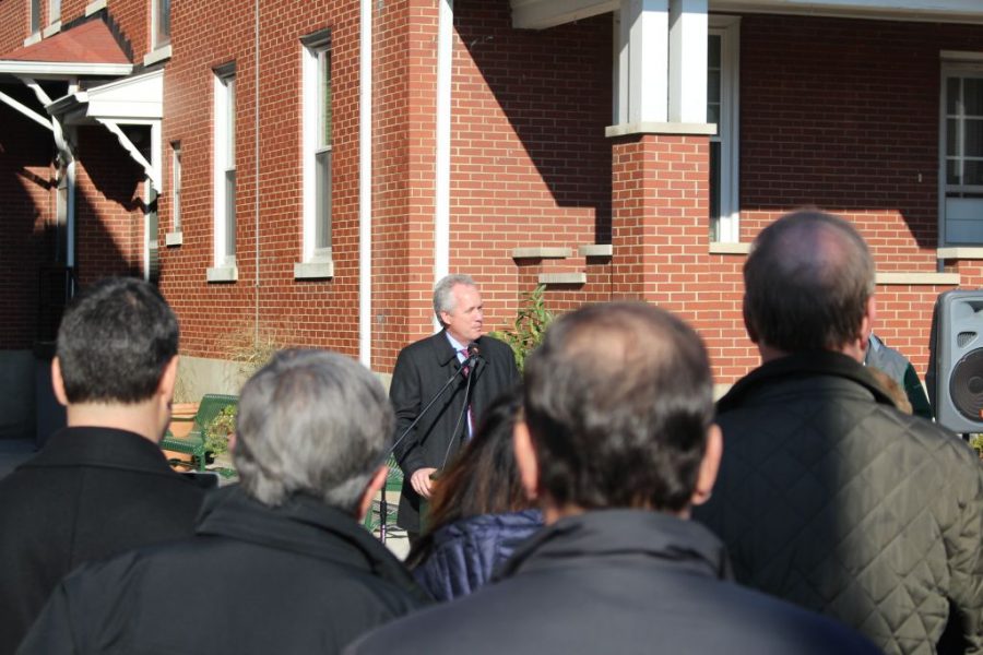 A dedication and blessing of Trinitys Hollenbach Family Alumni Courtyard took place Nov. 21 at 2:00.