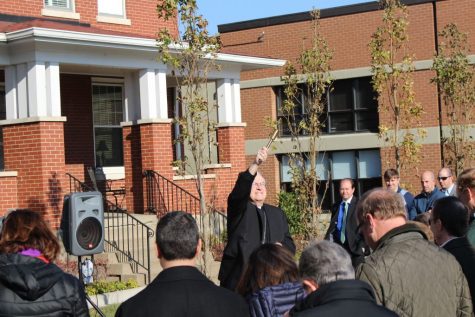 Archbishop Kurtz Blesses Hollenbach Family Alumni Courtyard