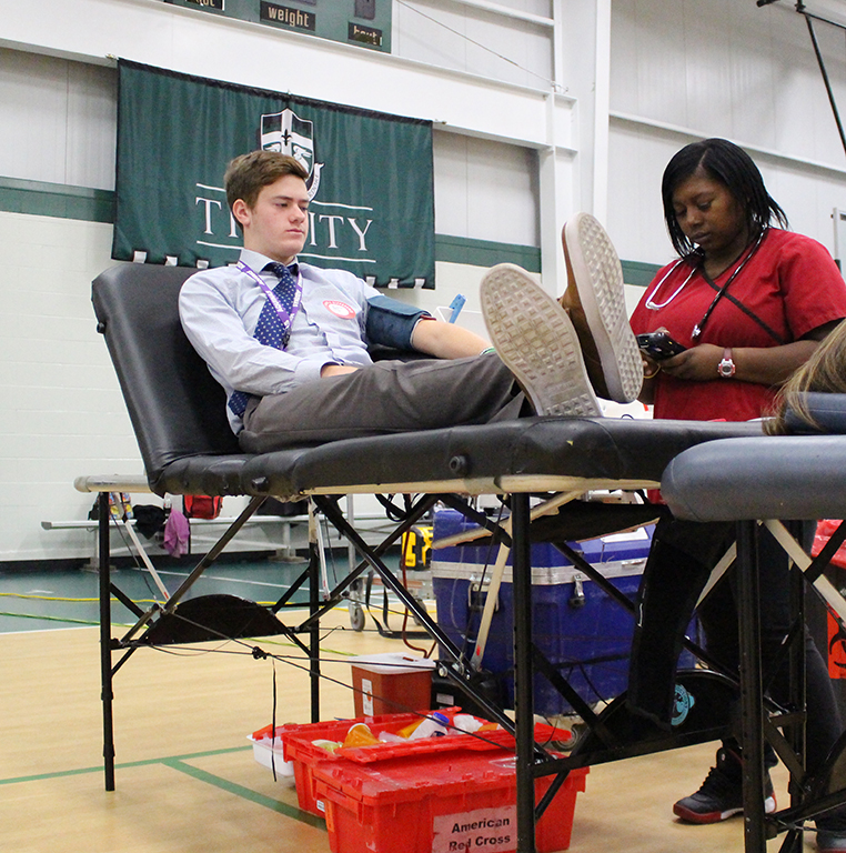 Trinity donated blood to the American Red Cross today. 