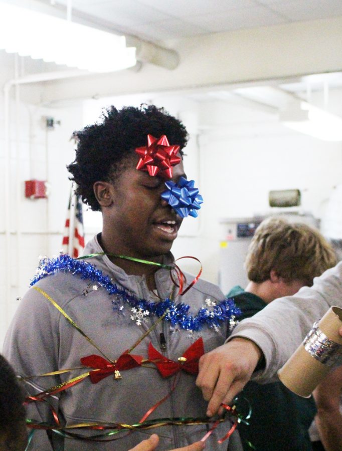 Christmas fun at Community Catholic included Rocks as decorated Christmas trees!