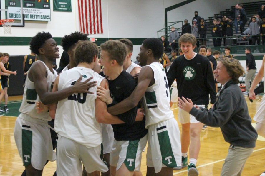 The Rocks celebrate after knocking off Centerville (Ohio) 47-46. 