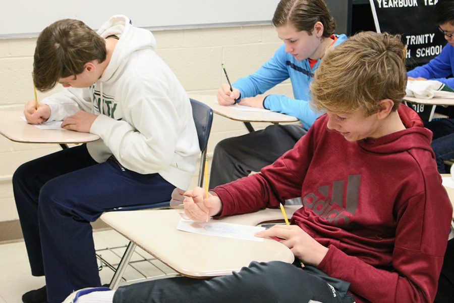 Trinitys Placement Test for eighth-graders took place Dec. 14.