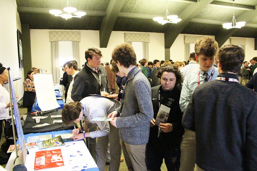 Selecting the right college or university is sometimes a rigorous process. Trinity juniors attended a college fair in the Convocation Hall Feb. 11. 