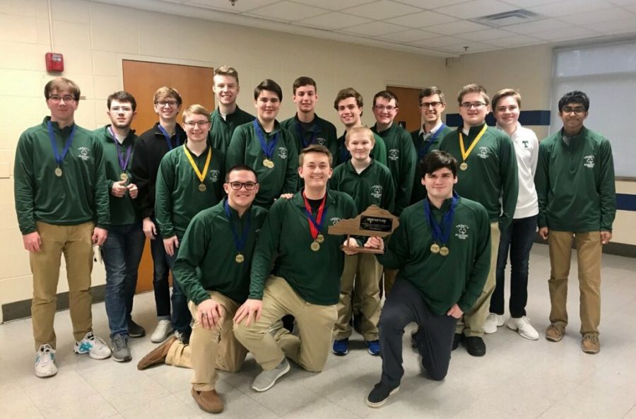 Governors Cup District Champs for the third consecutive year -- Front Row: Hunter Ruckriegel, Nick Huls, Rob Powers, Riley Moremen. Back Row: Evan Baldridge, Cade Watson, Bryce Thompson, Paul Springer, Will Hodge, Jack McCalpin, Dylan Fox, Aden Yeager, Dylan Ernst, head coach Mr. Mark Amick, Ethan Brunton, Russell Glass, Krish Gupta