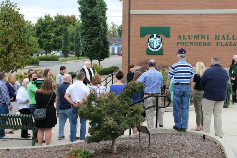 A prayer service in memory of Mr. Steven Tompkins '81 included the planting of a tree in his memory.