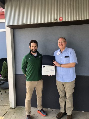 Trinity's Mr. Stephen Hammer, left, was honored as Teacher of the Year by the Air Force Association, Chapter #407.