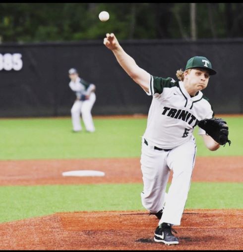 Trinity senior Colin Murphy pitches for the 28-1 Rocks.