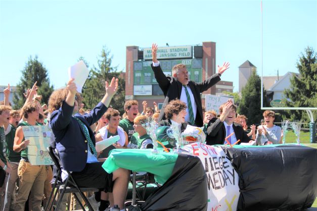 The Rocks shook Marshall Stadium with a Game Day-themed pep rally. 