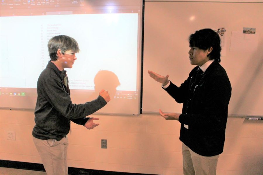 Beckets Henry Merryweather (left) defeated Romeros Manny Summers-Bates in the House Rock-Paper-Scissors Contest. 